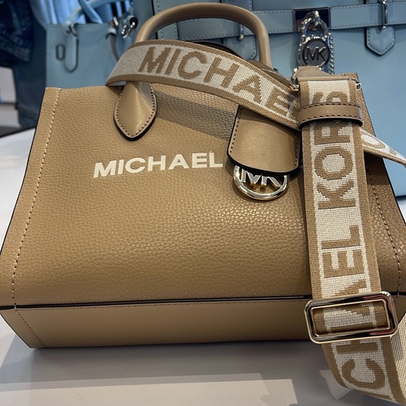 Michael Kors Mirella Small Pebbled Leather Shopper Top Zip Crossbody XBODY Tote - Picture 10 of 16